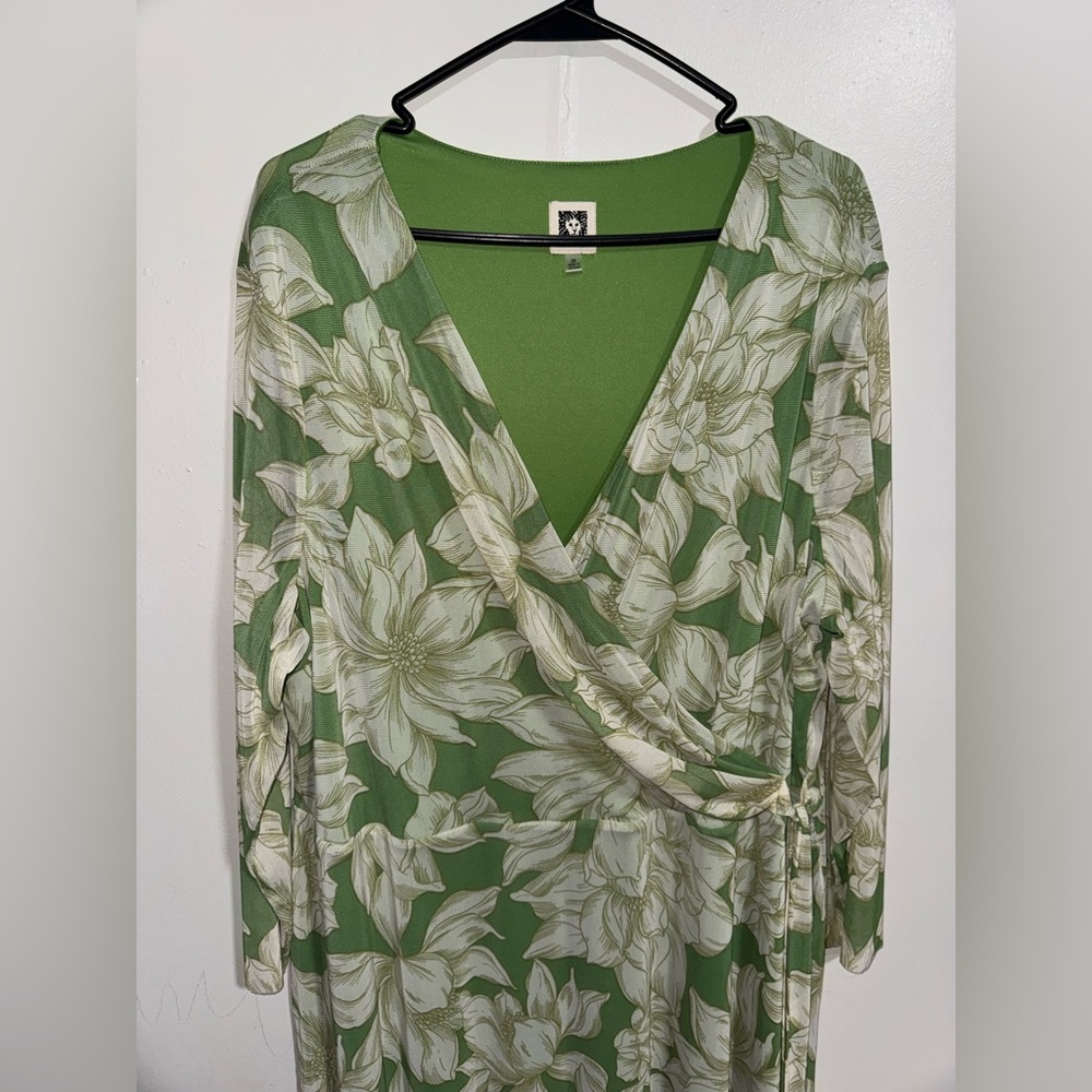 Annie Klein Floral Print MIDI Wrap Dress Size 3X - Picture 4 of 7